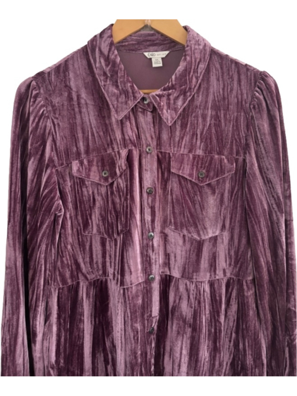 Cato purple crushed stretch velvet lg puff slv shirt dress SZ M goth festival - Picture 4 of 10